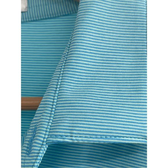 Peter Millar Polo Golf Shirt Men XL Blue Striped Short Sleeve Yellow‎ Flag - Picture 4 of 13